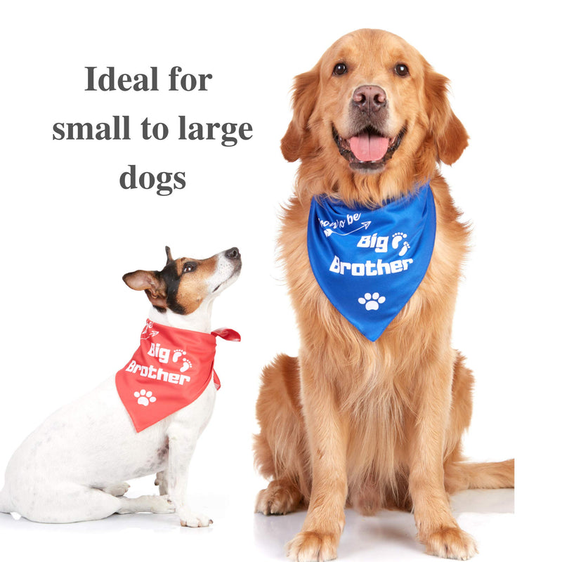 [Australia] - Odi Style Big Brother Dog Bandana - 2 Pack Dog Bandanas Big Brother Printed, Big Brother Bandana for Small, Medium, Large Dogs, Pregnancy Announcement Pet Dog Accessories Scarf, Blue and Red 