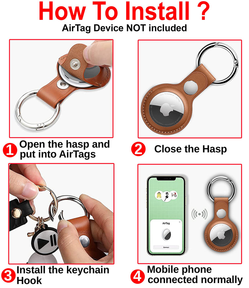 Air Tag Keychain for Apple Airtags Holder , 4 Pack Protective PU Leather Airtags Case Tracker Cover with Air Tag Holder, Airtag Key Ring Compatible with Apple New AirTag Dog Collar (Multi-Color) - PawsPlanet Australia