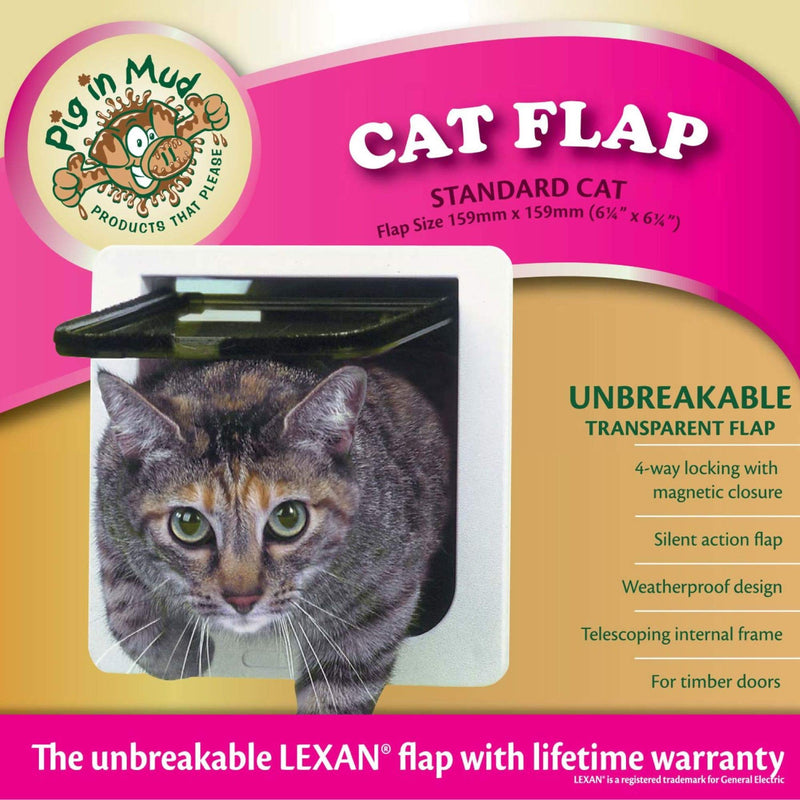 Ideal Pet Products Cat Flap Door with 4 Way Lock, 6.25" x 6.25" Flap Size, Cream (SPF) cat flap 6 1/4" x 6 1/4" - PawsPlanet Australia