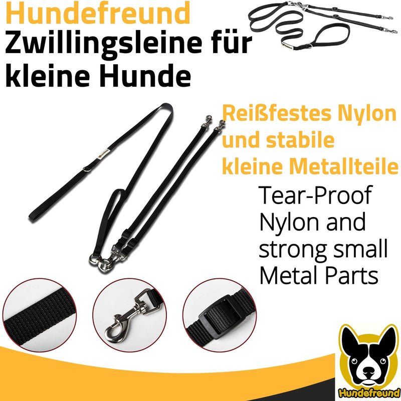 Twin leash for two small dogs | Adjustable double nylon leash for dogs up to 30 kg black - PawsPlanet Australia