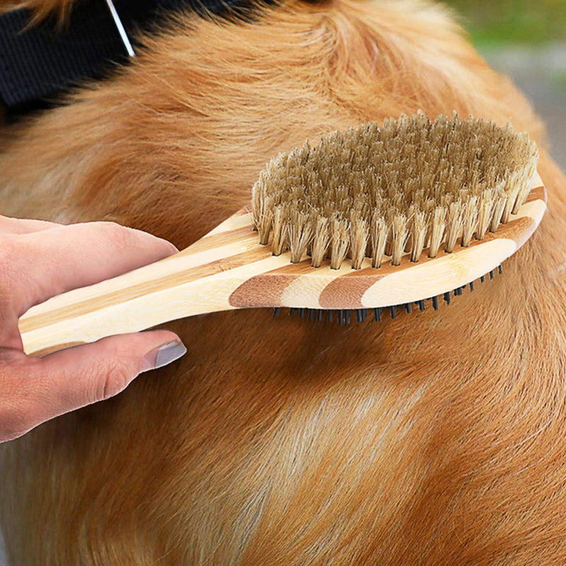 LSLEE Double-sided Pet Comb Brush, Pet Comb Multi-function Wooden Handle Hair Removal Brush，Airbag Comb Pet Hair Cleaning Brush，Dogs Hair Clean Brush，Cat And Dog Grooming Comb Pet Brush - PawsPlanet Australia