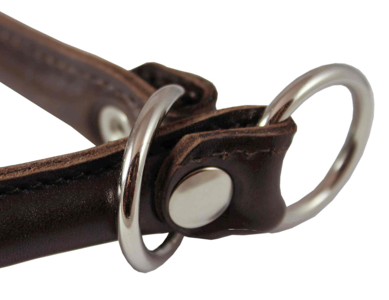 [Australia] - Round Genuine Rolled Leather Choke Dog Collar 19" Long Brown 