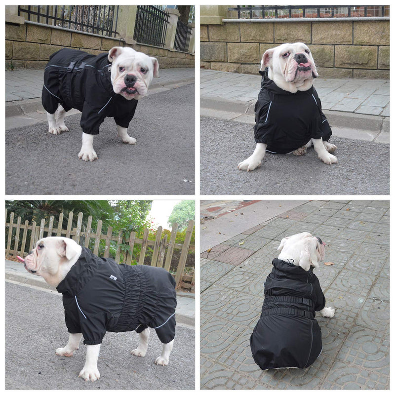 [Australia] - Lovelonglong Dogs Waterproof Jacket, Lightweight Waterproof Jacket Reflective Safety Dog Raincoat Windproof Snow-Proof Dog Vest for Small Medium Large Dogs 5XL (-100lbs) Black 