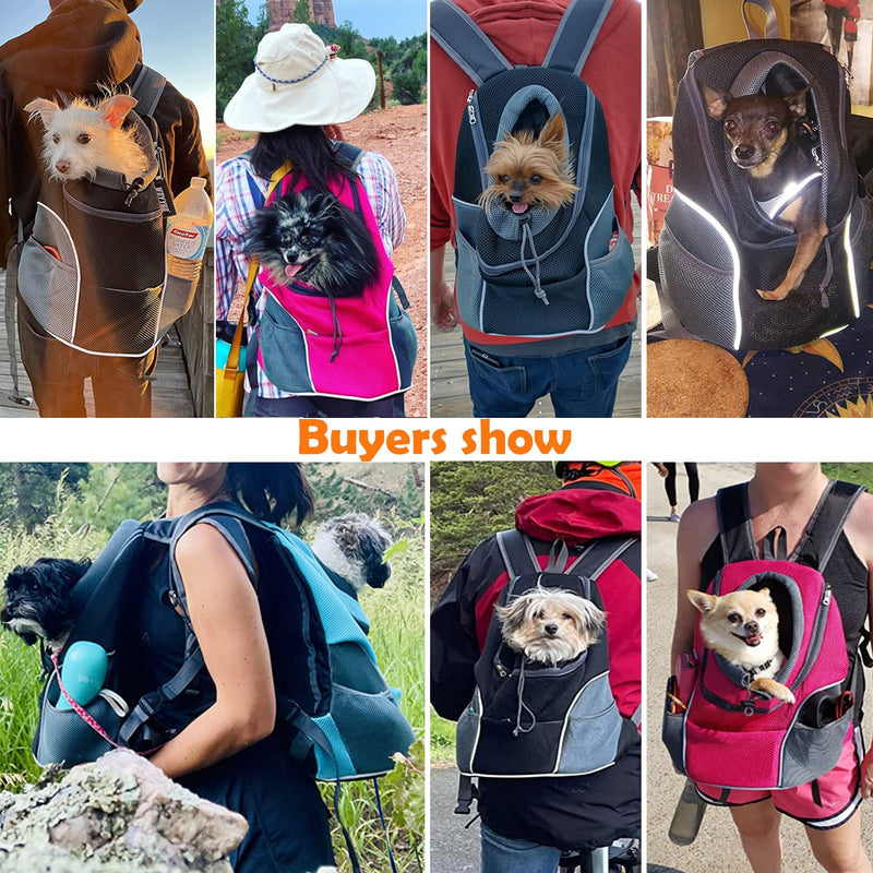WOYYHO Pet Dog Carrier Backpack Puppy Dog Travel Carrier Front Pack Breathable Head-Out Backpack Carrier for Small Dogs Cats Rabbits Medium (Pack of 1) A-Black - PawsPlanet Australia