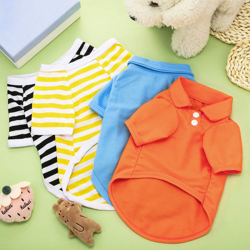 [Australia] - 8 Pieces Pet Elastic Shirts Cotton Polo Dog Shirt Breathable Striped Pet Apparel Colorful Puppy Sweatshirt Dog Clothes for Small to Medium Dogs Puppy 