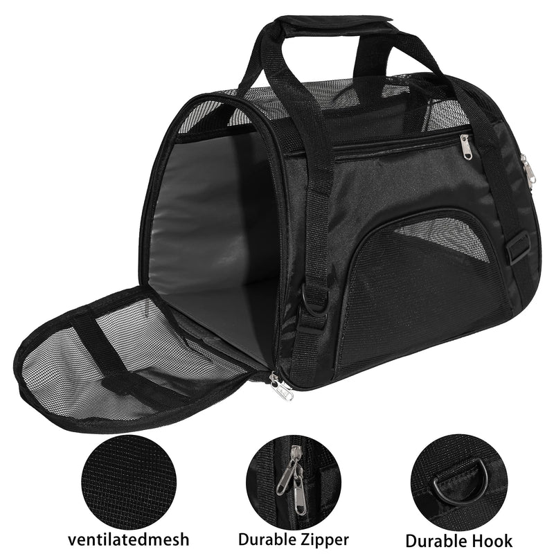 MuchL Cat Carrier Soft-Sided Pet Carrier for Small Medium Cats, Puppies, Dog Carrier Pet Travel Bag for Small Dogs Comfort Portable Foldable Pet Bag Airline Approved (Medium Black) - PawsPlanet Australia