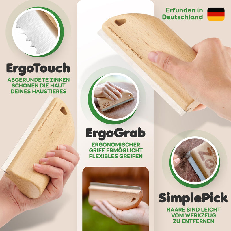 DR Zoo horse curry comb Robbi - the fur change helper for your horse - the best curry comb for horses in fur change wood - PawsPlanet Australia