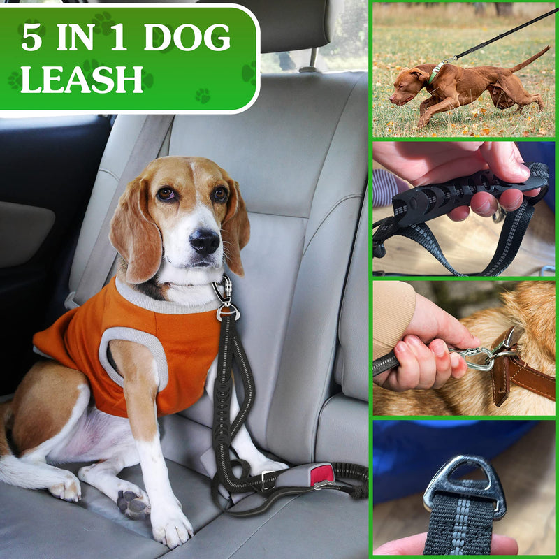 Heavy Duty Dog Leash 4-6Ft Length – Reflective Dog Leash for Medium, Large Dogs – Shock Absorbing Bungee Dog Leash with Zinc Alloy Carabiner, Traffic Control Handle and Safety Lock - PawsPlanet Australia