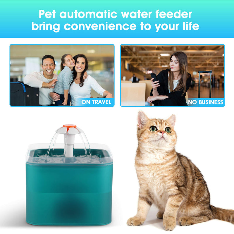 GOWEDNG Cat Water Fountain,Colorful Design,67oz/2L Ultra-quiet Pump With LED Light,Suitable Three Ways To Drink,Automatic Drinking Fountain For Cats and small Dogs (Green) Green - PawsPlanet Australia