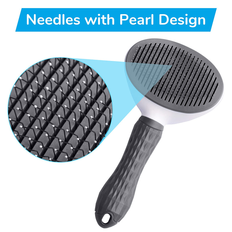 Cleanpet's dog brush and cat brush for cats, dogs and puppies with short and long hair, self-cleaning animal hair brush, removes undercoat, gray - PawsPlanet Australia