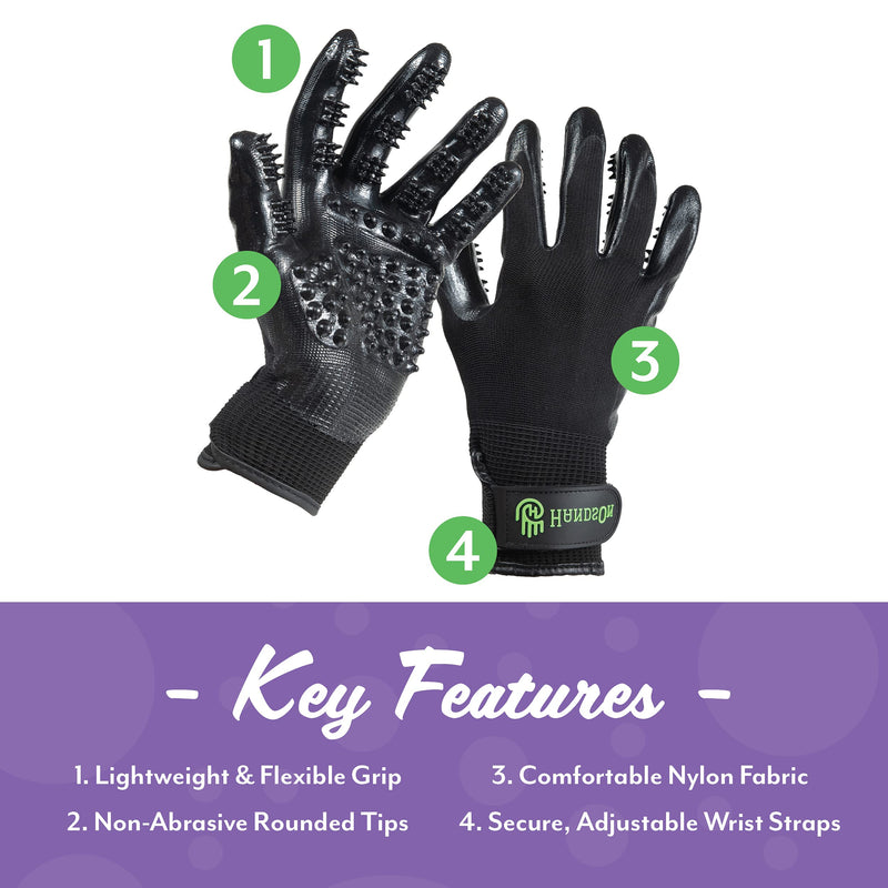 Handson Pet Grooming Gloves - #1 Ranked, Award Winning Shedding, Bathing, Hair Remover Gloves for Cats, Dogs, and Horses (Mono-Green, Small) S Mono-Green - PawsPlanet Australia