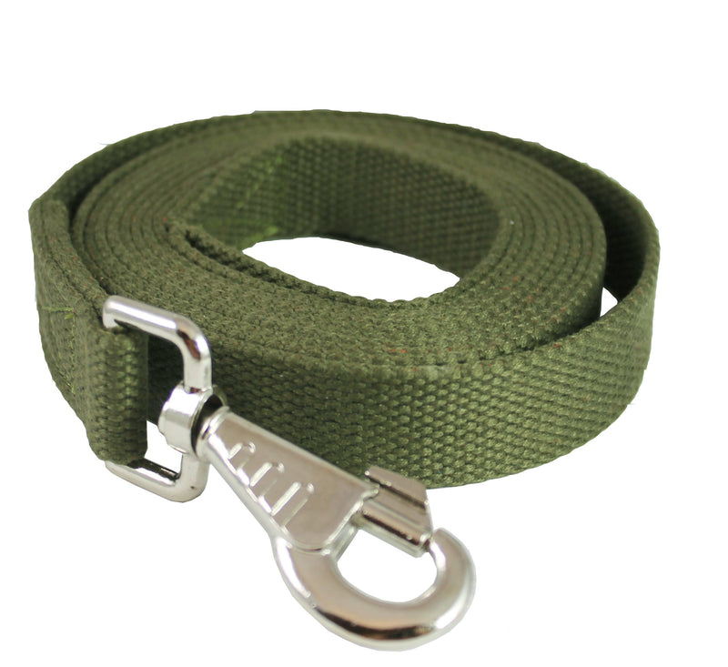 [Australia] - Dog Leash 3/4" Wide Cotton Web 15 Ft Long Olive for Training Swivel Locking Snap 