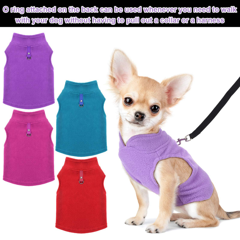 [Australia] - SATINIOR Dog Fleece Vest Dog Cold Weather Pullover Dog Cozy Jacket Winter Dog Clothes Pet Sweater Vest with Leash Ring for Small Dogs Medium 