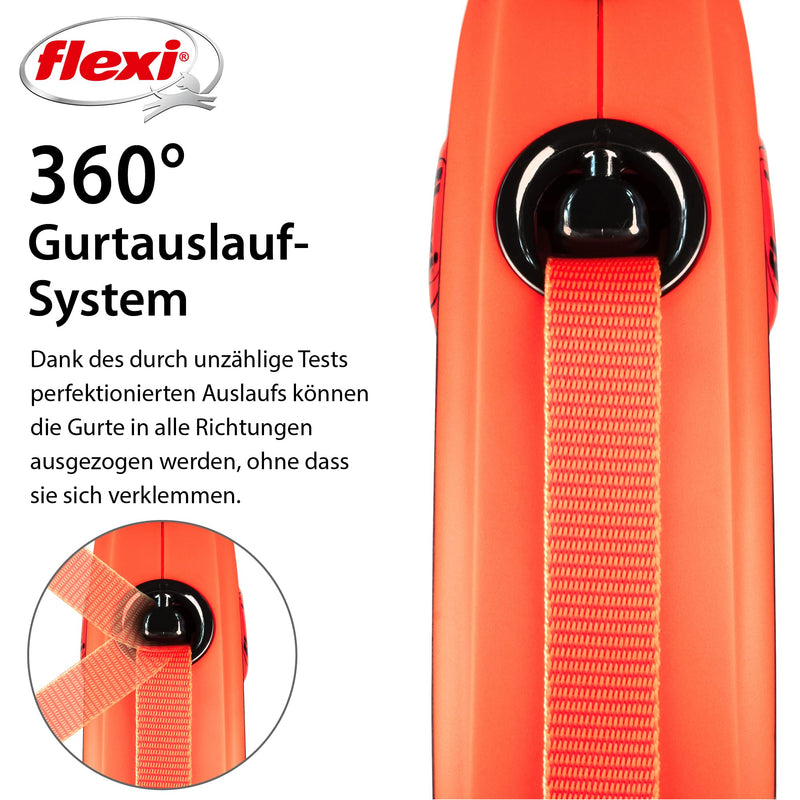 flexi retractable leash Xtreme - Tape Leash Orange - S black orange - PawsPlanet Australia