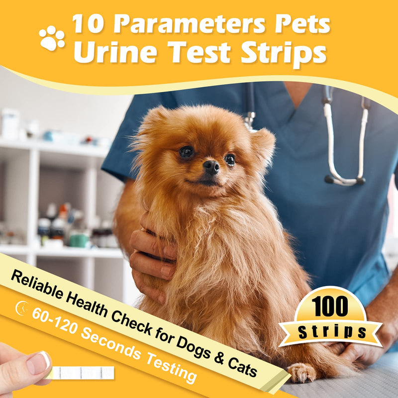 Easy@Home Pet Urine Test: Vet-10 Urine Test Strips for Dogs & Cats 10 Parameters Animal Urinalysis Reagent Strips - Detect Urinary Tract Infection UTI Diabetes Bladder Kidney Liver Function 100 Counts - PawsPlanet Australia