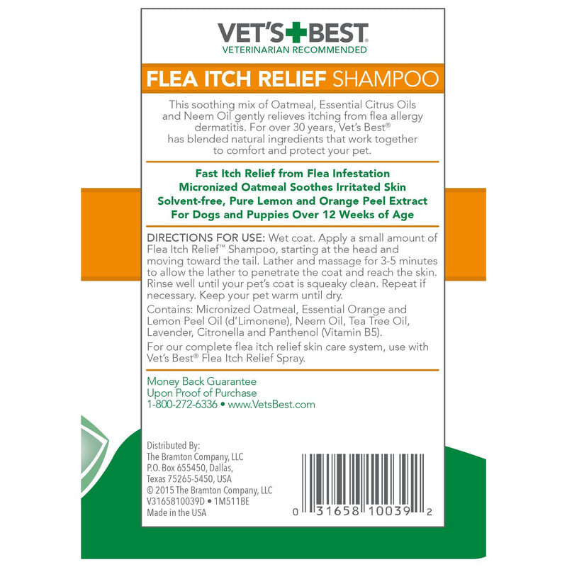 Vet's Best Flea Itch Relief Dog Shampoo | Flea Bite Relief for Dogs | Relieves Irritation and Itching from Flea Infestations - 470ml - PawsPlanet Australia