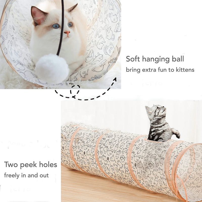 Cat Tunnel for Indoor Cats, Interactive Cat Toys, Foldable Collapsible Crinkle House, Peek Holes with Ball, for Small Pets Kitten Kitty Puppy Dogs Rabbits, Fun and Boredom Relief - PawsPlanet Australia