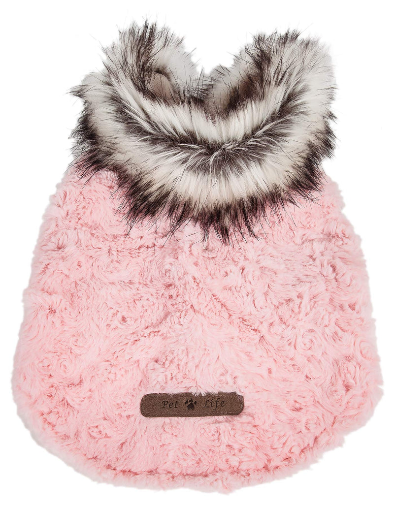 [Australia] - Pet Life Luxe 'Pinkachew' Charming Designer Mink Fur Dog Coat Jacket X-small Pink 