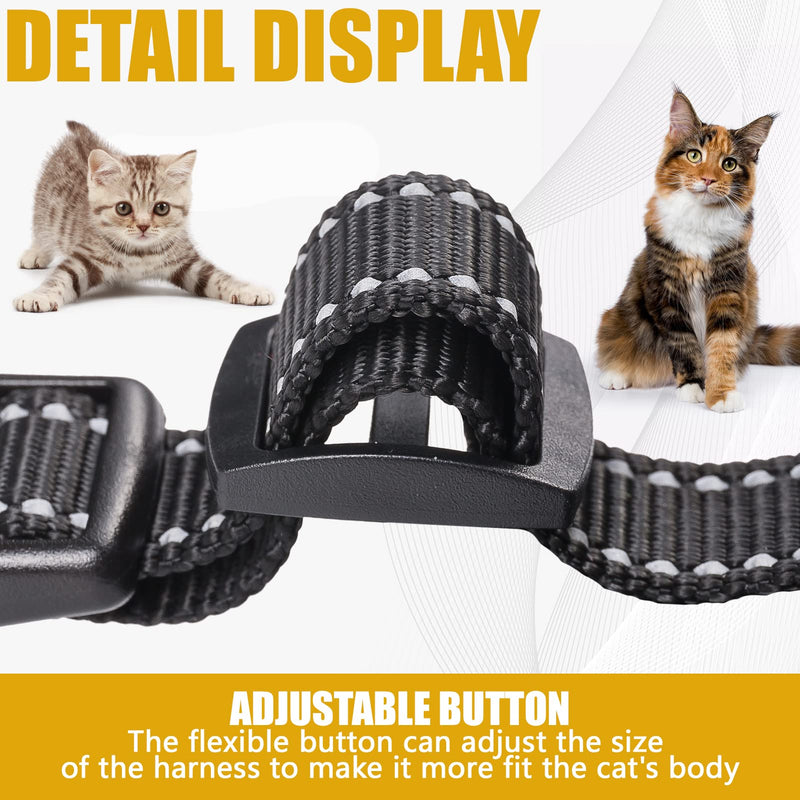 SCIROKKO Black Cat Harness and Leash Set - Soft Breathable Mesh Pet Vest Harness, Adjustable Escape Proof Kitty Strap with Reflective Tape for Walking Outdoors Safety at Night Small - PawsPlanet Australia