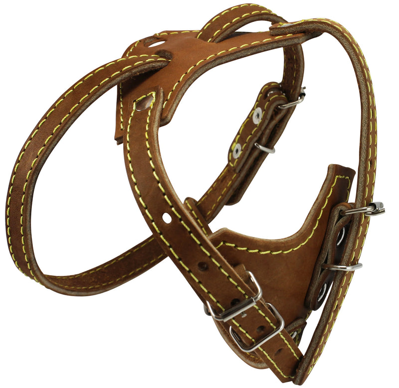 [Australia] - Brown Genuine Leather Dog Harness, 16.5"-20" Chest Size, 1/2" Wide 