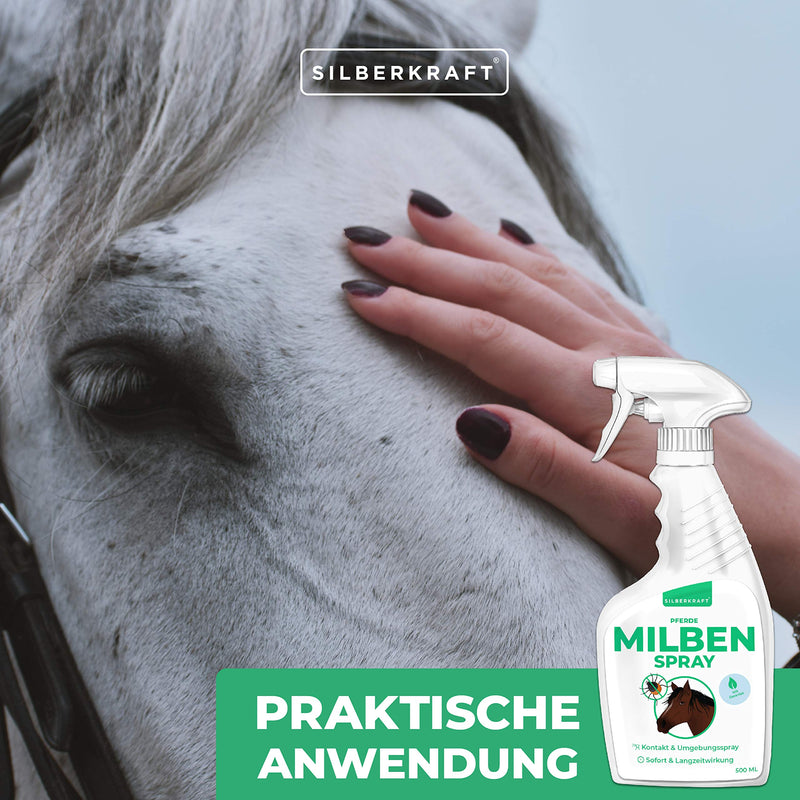 Silberkraft Mite Spray Horses 500 ml, reliable mite protection for horses, useful parasite defense, efficient and guaranteed helpful anti-mite agent 500 ml (pack of 1) - PawsPlanet Australia