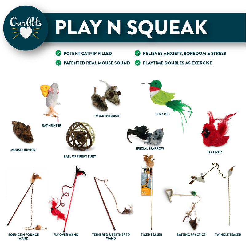 Our Pets Cat Toy Mouse Play-N-Squeak Cat Toys for Indoor Cats [Interactive Cat Toy, Catnip Toy, Catnip Toys for Cats, Real Mouse Sound] Kitty and Kitten Toys w/ Cat Nip for Enrichment Batting Practice (Pack of 1) - PawsPlanet Australia