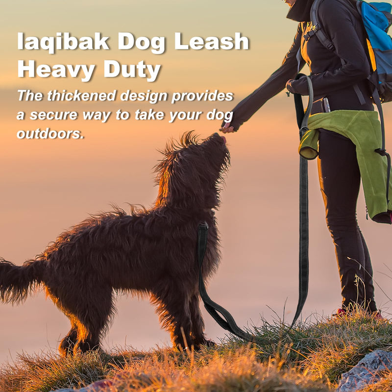 Heavy Duty Dog Leash, Laqibak Double-Sided Reflective Double Handle Dog Leash - Double-Layer Thickening, Lockable Safety Carabiner Design, 6 FT Perfect for Medium & Large Dogs Joyful Strolls, Black - PawsPlanet Australia