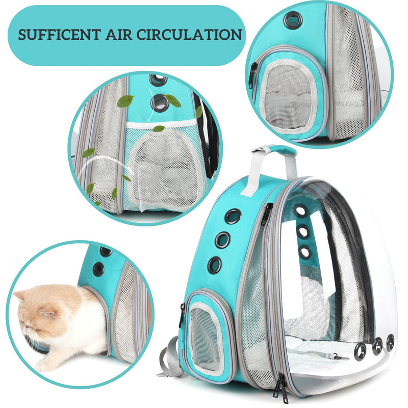 Lollimeow Pet Backpack, Bubble Cat Backpack, Cats and Dogs, Airline Approved, for Travel, Hiking, Walking and Outdoor Use, Front Expandable Green Front Expandable Green - PawsPlanet Australia