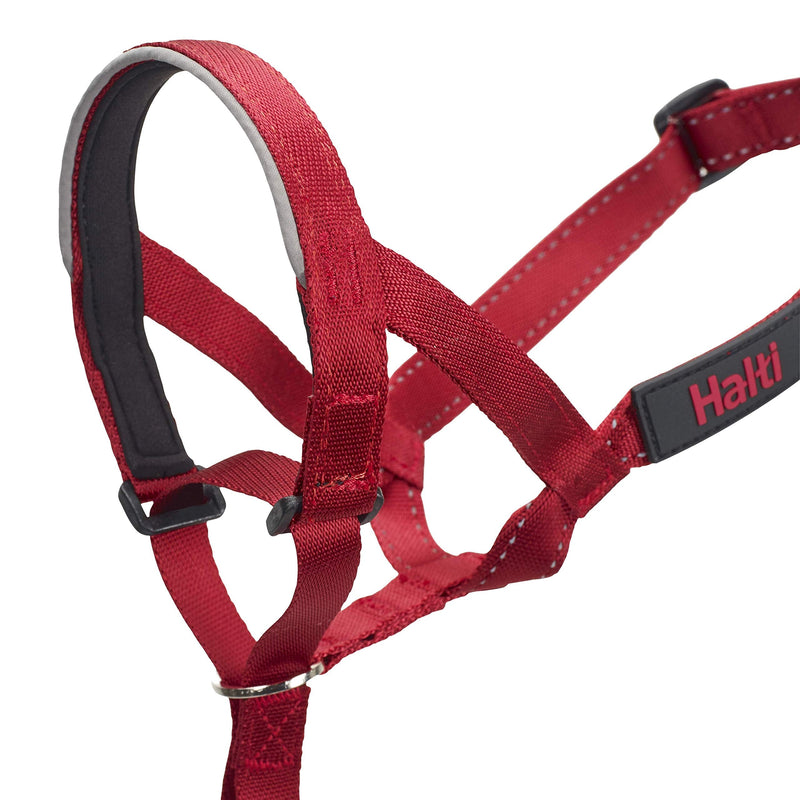 HALTI Headcollar Size 3 Red, UK Bestselling Dog Head Harness to Stop Pulling on the Lead, Easy to Use, Padded Nose Band, Adjustable & Reflective, Professional Anti-Pull Training Aid for Medium Dogs - PawsPlanet Australia