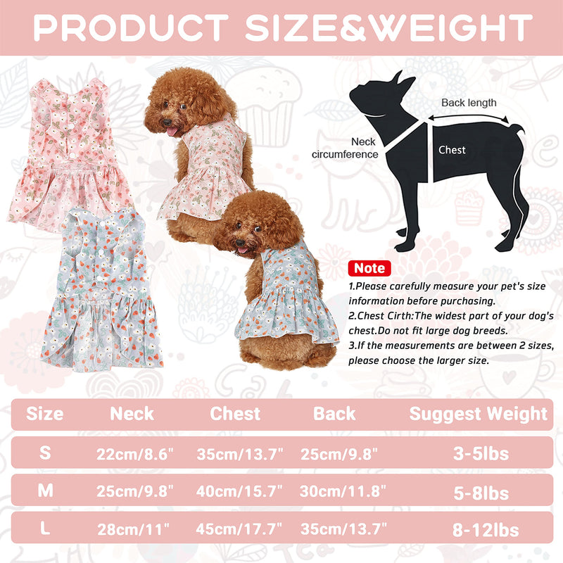 2 Pieces Dog Dress Dog Tutu Princess Dresses for Girl Small Dogs Lovely Summer Puppy Dress Cute Dog Dress for Pet Clothes Birthday Party Flower Dog Dress Shirt Vest Sundress Puppy Clothes Small (2 Count) Blue Pink Dress - PawsPlanet Australia