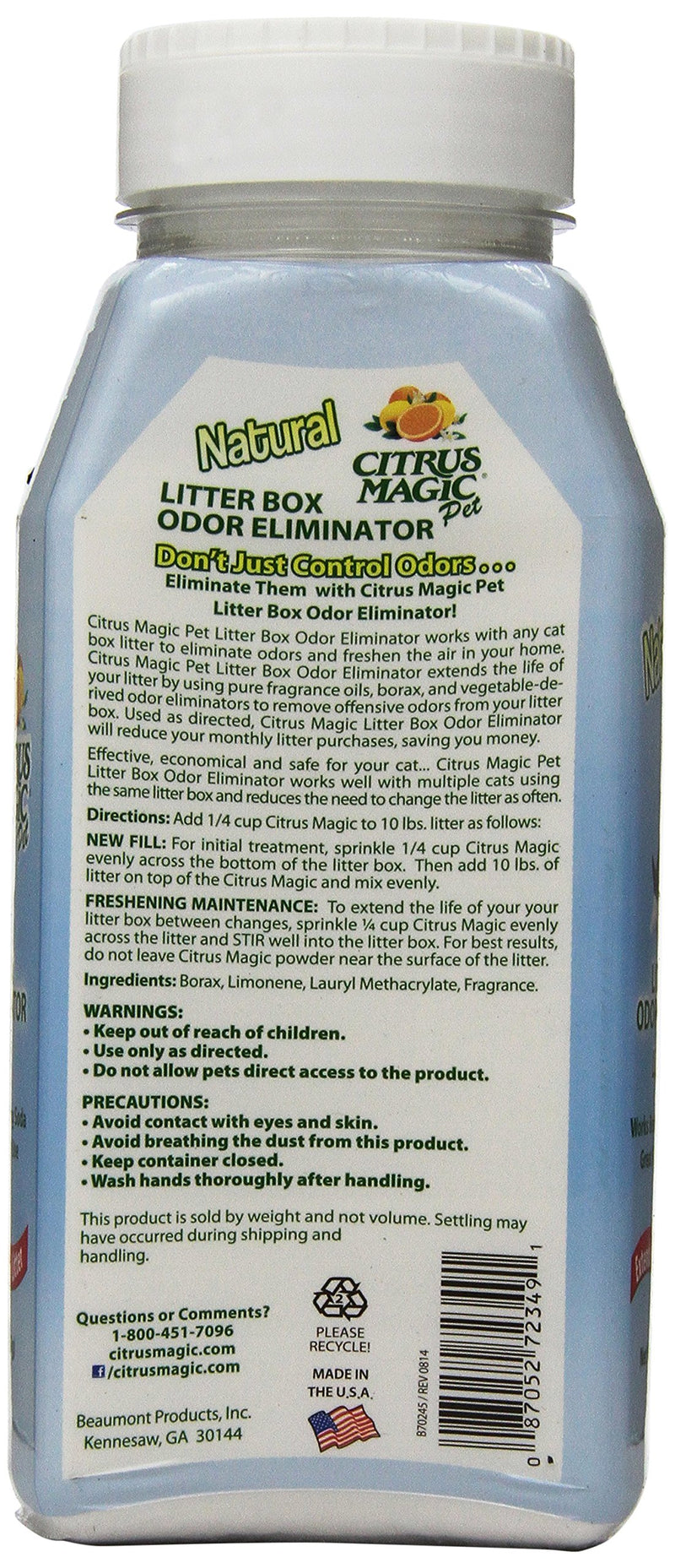 [Australia] - Citrus Magic Litter Box Odor Eliminator Shaker Bottle, 11.2-Ounce, Linen 