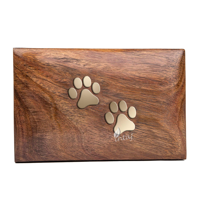 INTAJ Handmade Rosewood Pet Urns for Dogs Ashes, Wooden Urn for Ashes | Handcrafted Urns for Dogs/Cats Pets Ashes | Memorial Keepsake Funeral Urn Box (Two Paws, XS - 5x3x2) Two Paws XS - 5x3x2" - PawsPlanet Australia