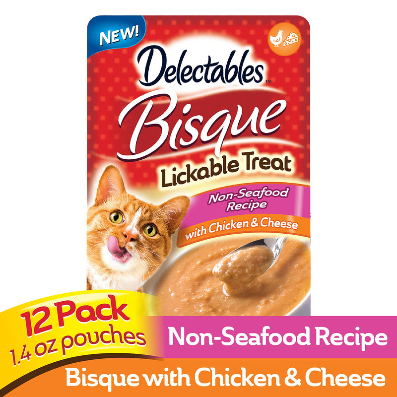 Hartz Delectables Non-Seafood Lickable Wet Cat Treats for Adult & Senior Cats, 12 Pack, Multiple Flavors Bisque Chicken & Cheese - PawsPlanet Australia