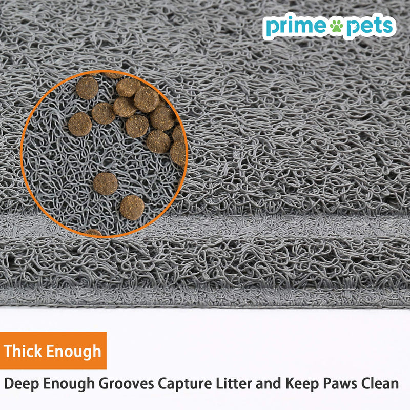 PrimePets Pet Feeding Mat for Large Dogs and Cats, Flexible and Waterproof Dog Food Mat for Food and Water Bowl, Dog Bowl Mat with Non Slip Backing for Floor, Grey 24"x16" - PawsPlanet Australia
