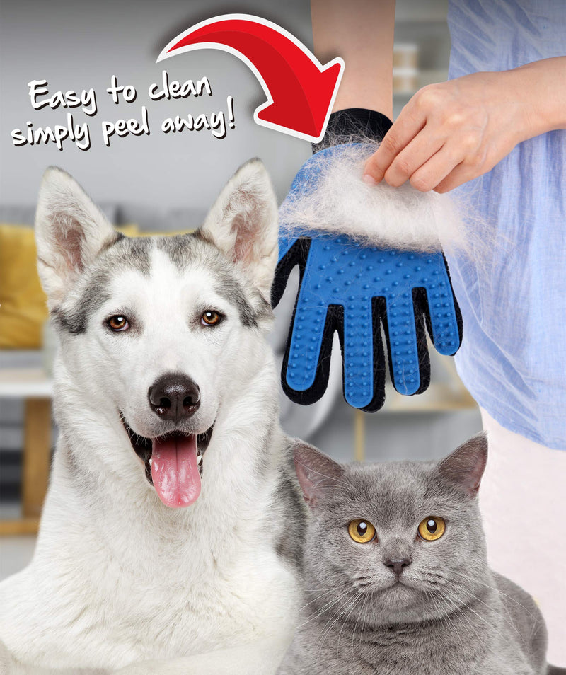 PawPride Pet Grooming Glove, Easy to Use Pet Brush, Fur Remover, Massage Mitt and Ideal for your Shedding Dogs, Cats, Rabbits! Super Easy to Clean & BPA Free Silicone - PawsPlanet Australia