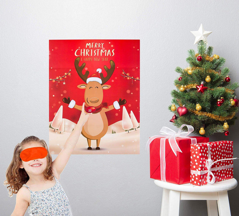 MISS FANTASY Christmas Party Games for Kids Pin The Nose on The Reindeer Xmas Activities Christmas Pin Game Xmas Gifts for Kids New Year Party Favor Supplies (Reindeer) - PawsPlanet Australia