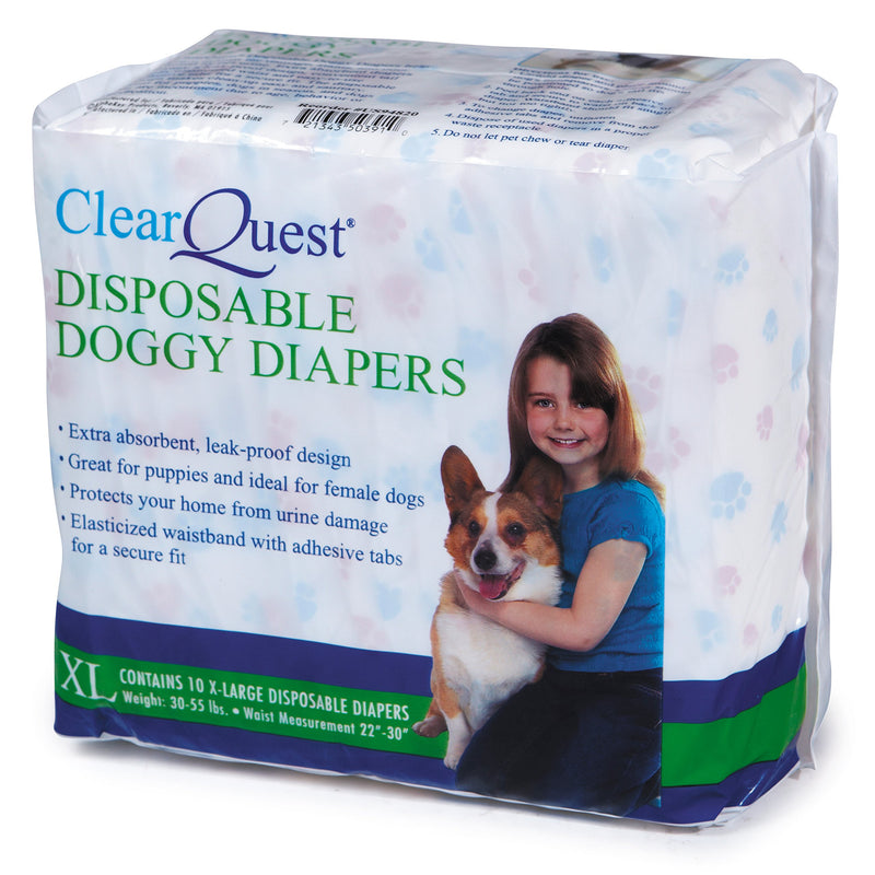 [Australia] - ClearQuest Disposable Doggy Diapers, 10-Count, Leakproof, Super Absorbent X-Large 