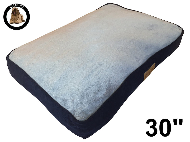 Ellie-Bo 71 x 48 x 10 cms Medium Replacement Corduroy Sides and Faux Fur Topping Dog Bed Cover in Blue and Grey - PawsPlanet Australia