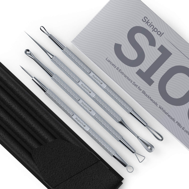 Suvorna Skinpal S100 Pimple Popper tool Kit. Blackhead, Whitehead Extractors, Zit, Blemish & Comedone Remover with Milia Needle/lancets. Dermatologist Grade Surgical Steel. Approved by Aestheticians. - PawsPlanet Australia