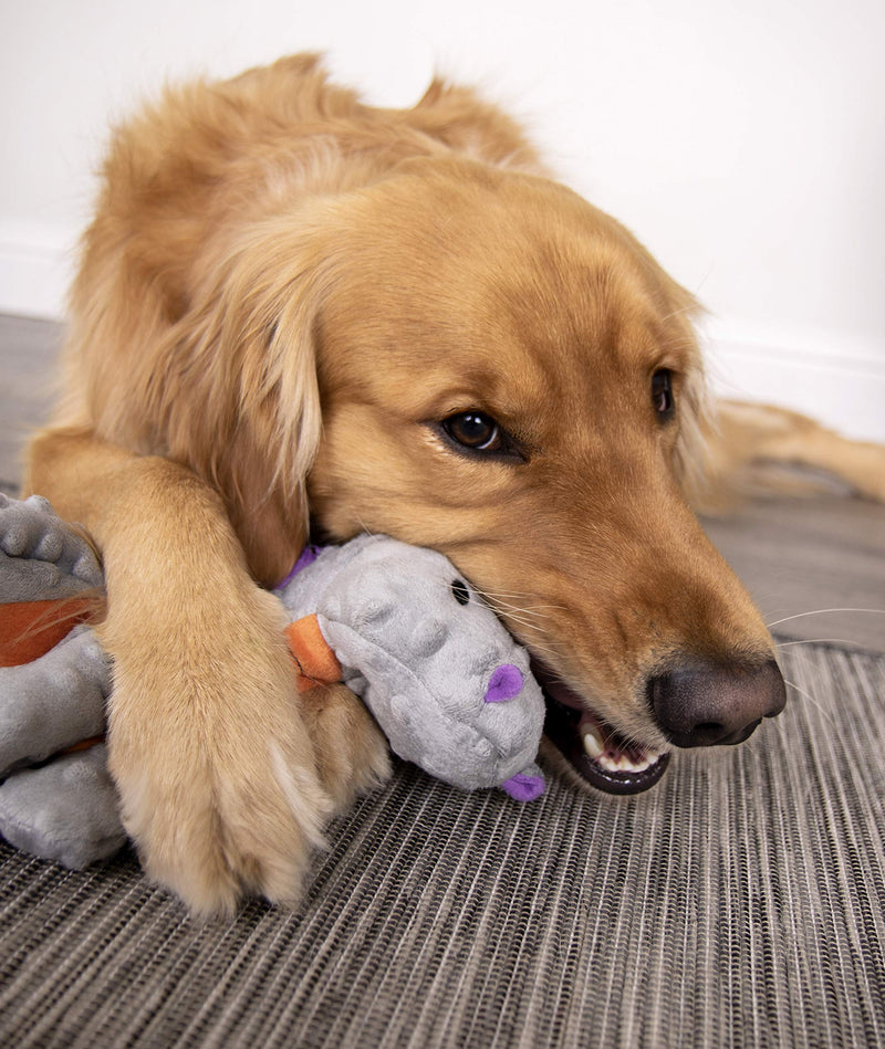 [Australia] - goDog Dragon with Chew Guard Technology Tough Plush Dog Toy, Gray, Large 