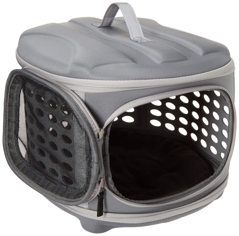 Pet Magasin Hard Cover Collapsible Cat Carrier - Pet Travel Kennel with Top-Load & Foldable Feature for Cats, Small Dogs Puppies & Rabbits Military Gray - PawsPlanet Australia