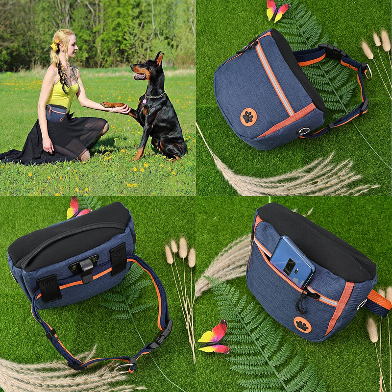 fani Dog Treat Training Pouch Large Capacity Pet Walking Training Bag Easily Carries Pet Toys Kibble Treats Adjustable Waist Belt Auto Closing Portable Built-in Poop Bag Dispenser 4 Ways to Wear - PawsPlanet Australia