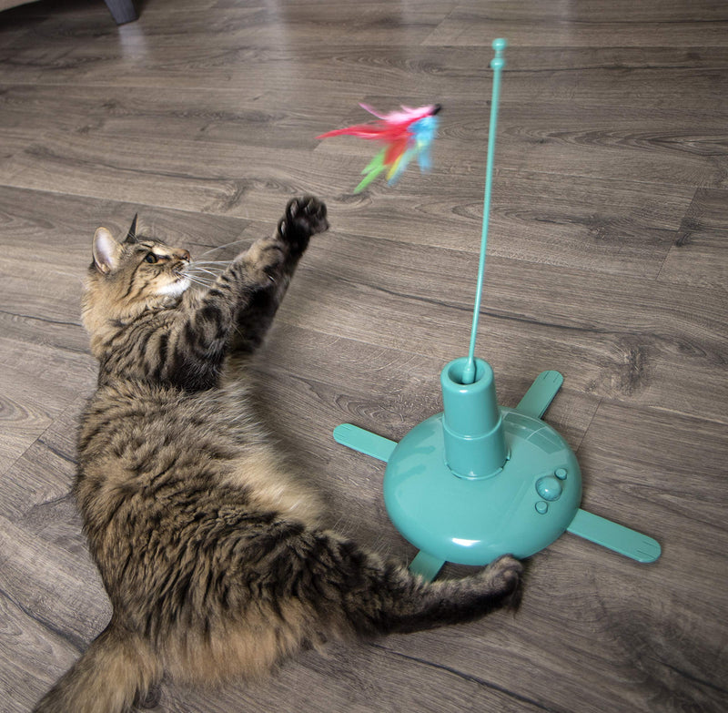 SmartyKat, Loco Motion, Electronic Motion Cat Toy, Interactive Wand, With Feathers, Adjustable Speed, Battery Powered - PawsPlanet Australia