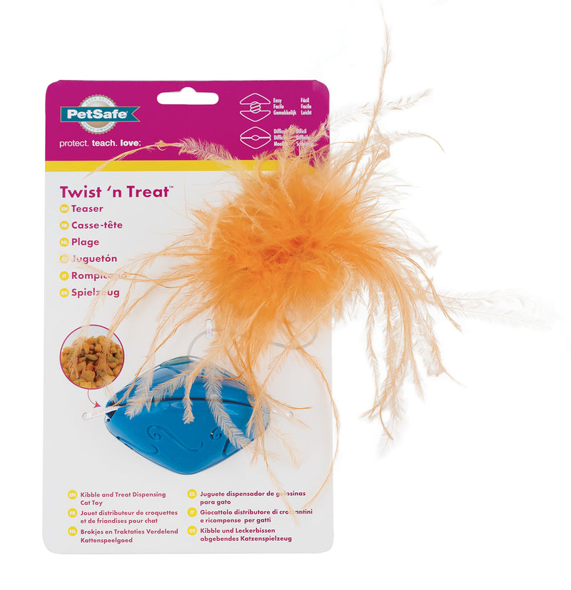 PetSafe Funkitty Twist 'n Treat Cat Teaser, Interactive Treat Toy, Food Dispenser, for Cats of All Ages Feather Teaser - PawsPlanet Australia