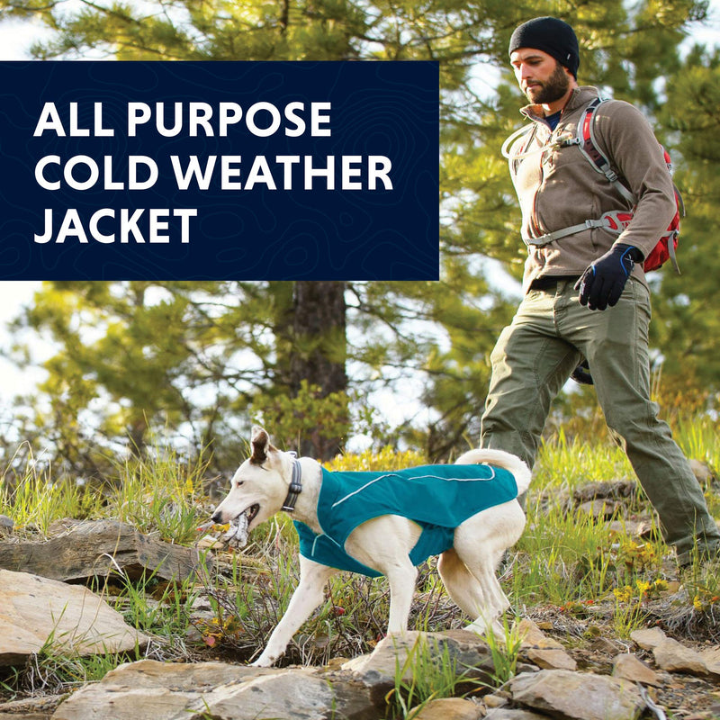 RUFFWEAR Overcoat Jacket, Abrasion-Resistant Dog Jacket with Fleece Lining for Cold Weather, Slate Blue, Medium M - PawsPlanet Australia