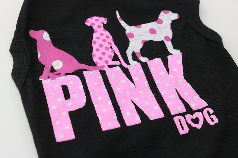 [Australia] - DroolingDog Dog Clothes Pink Dog Shirt Pet T Shirt for Small Dogs Small (3.3-5.5lb) Black 