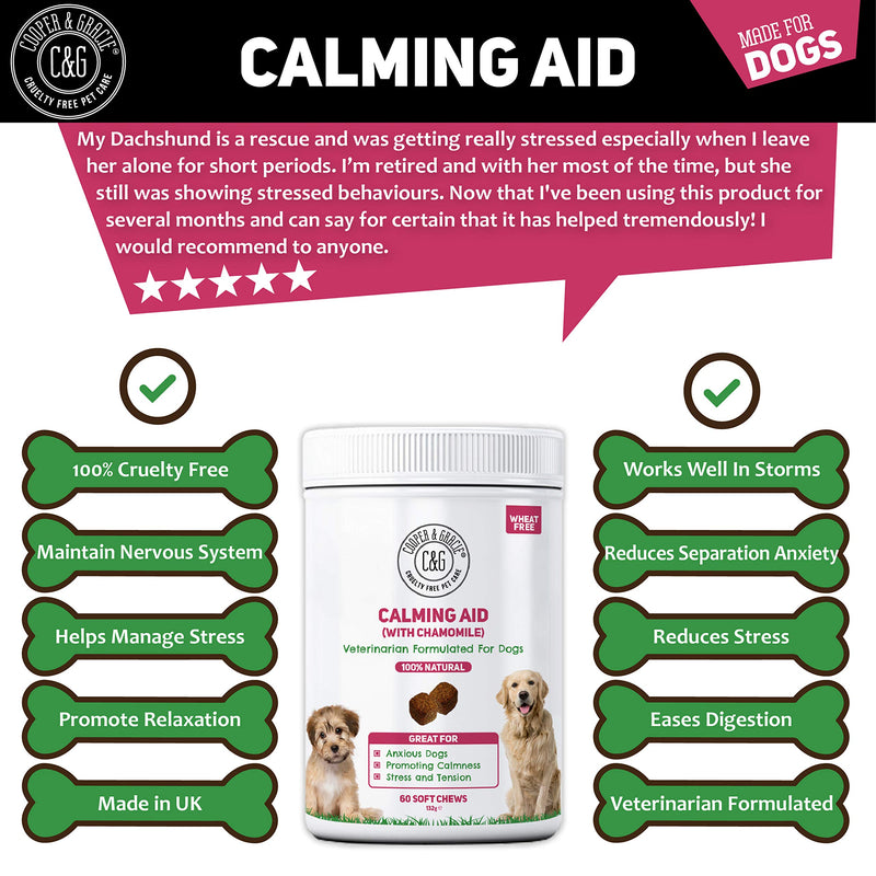 C&G Pets | CALMING SUPPLEMENTS FOR DOGS WITH CHAMOMILE 60 SOFT CHEWS | REDUCE STRESS | REDUCE SEPERATION ANXIETY | WORKS WELL IN STORM | PROMOTE RELAXATION | VETERINARIAN FORMULATED Calming Aid Dog - PawsPlanet Australia