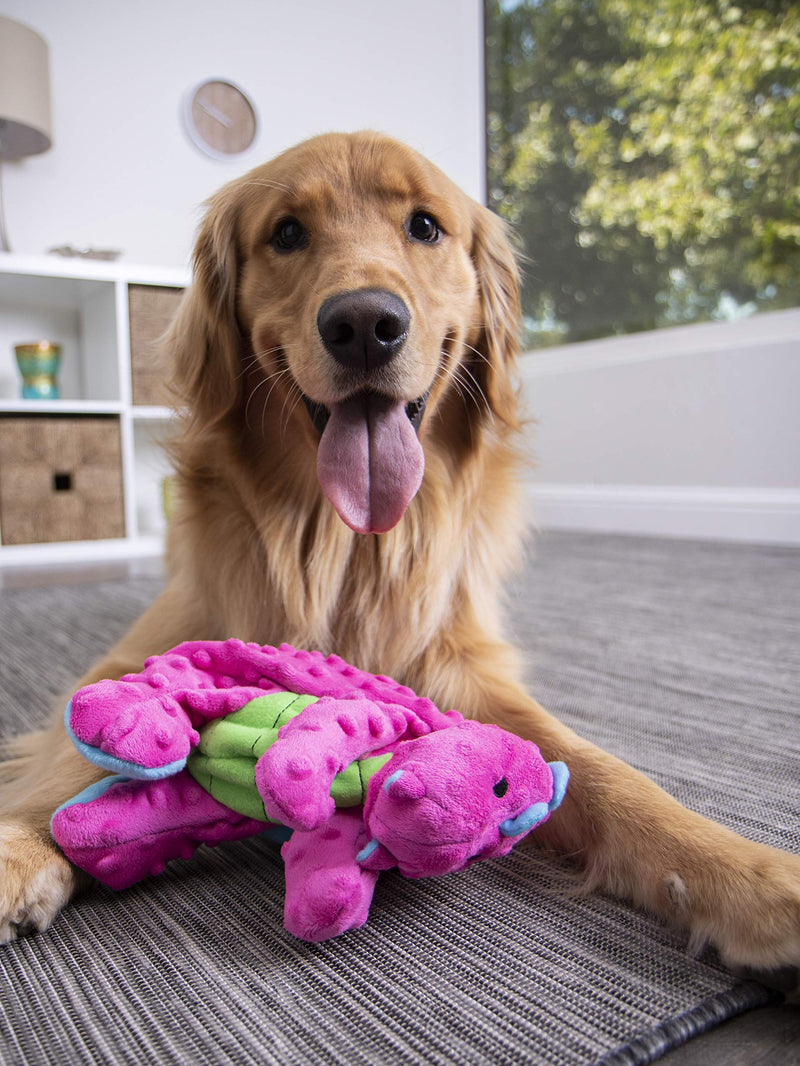 [Australia] - goDog Dragon with Chew Guard Technology Tough Plush Dog Toy, Pink, Large 