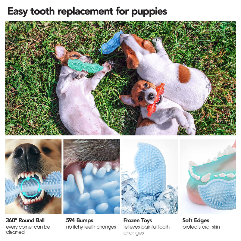 Puppy Chew Toys for 2-7 Months-3pcs Puppy Teething Chew Toys -Puppy Toys for Teething Small Dog Soothes Itchy and Painful Teeth -360°Cleaning Dog Toys for Puppies -PETAOWU Blue Cyan Orange - PawsPlanet Australia