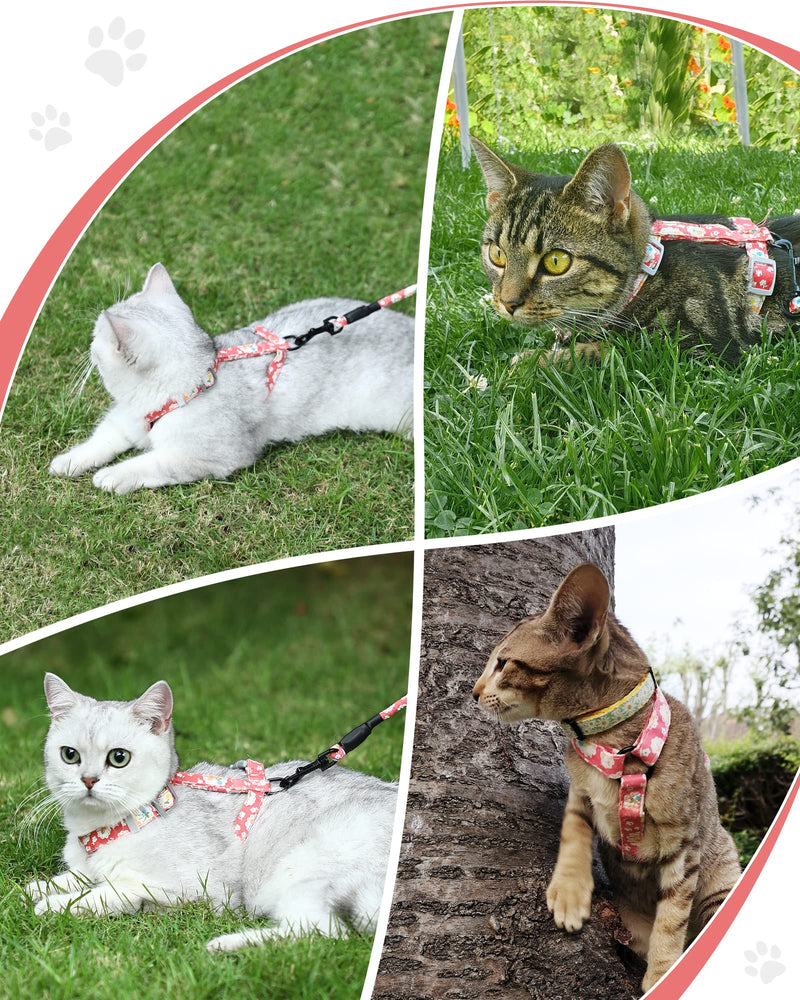 HAPPY HACHI Adjustable Soft Cat Harness Nylon Strap Safety Leash Prevent Escape for Cat Rabbit Ferret and Other Small Pet Animals (S, Pink) S - PawsPlanet Australia